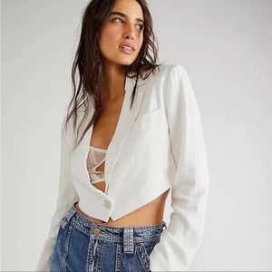 NWOT Free People White Coco Cropped Blazer